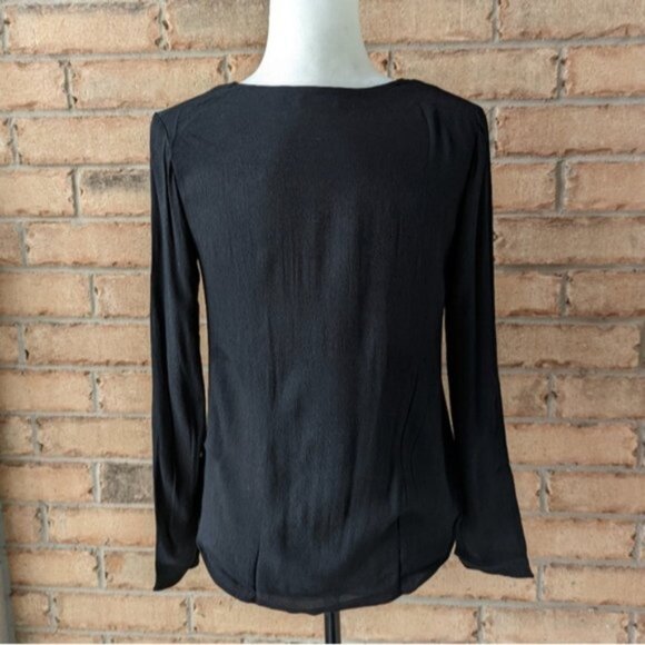 Wilfred black lace up long sleeve blouse - Picture 3 of 6